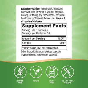 Nature'S Way Corn Silk - 1,200 Mg per 3-Capsule Serving - Traditional Urinary Health Support* - Corn Silk Dietary Supplement - Vegan & Gluten Free - 100 Vegan Capsules