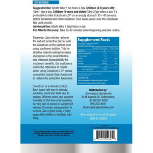 Colostrum-Ld Liposomal Delivery - Colostrum Powder - Gluten-Free, Lactose-Reduced - 34 Servings - Sovereign Laboratories - 6 Oz Vanilla