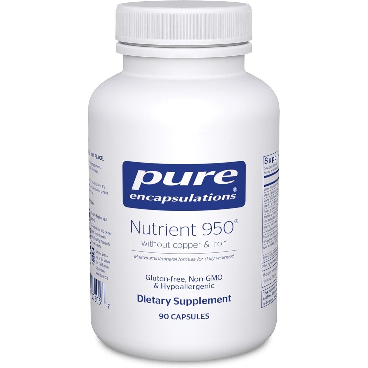 Pure Encapsulations Nutrient 950 without Copper & Iron | Hypoallergenic Multi-Vitamin/Mineral Formula for Optimal Health | 90 Capsules