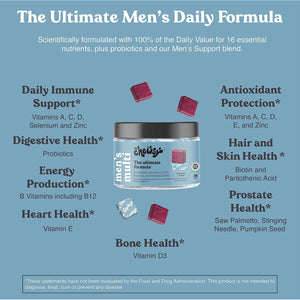 CHEWSY - Men'S Multivitamin Chews - Immune and Energy Support, Vitamin A, B12, C, D3, E, Folic Acid, Probiotics, Zinc - 30-Day Supply
