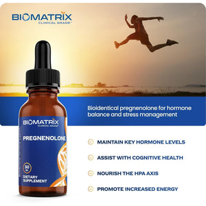 Biomatrix Pregnenolone Supplement, Sublingual Micronized Liquid for Memory, Mood, Brain Health | 3X Better Absorption than Capsules (30 Ml) - 30-60 Day Supply