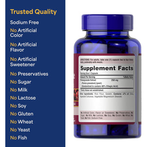 Puritan'S Pride Premium Pomegranate Extract 250Mg, Dietary Supplement for Antioxidant Health and Healthy Aging Program, 40% Ellagic Acid,120 Rapid Release Capsules (Packaging May Vary)