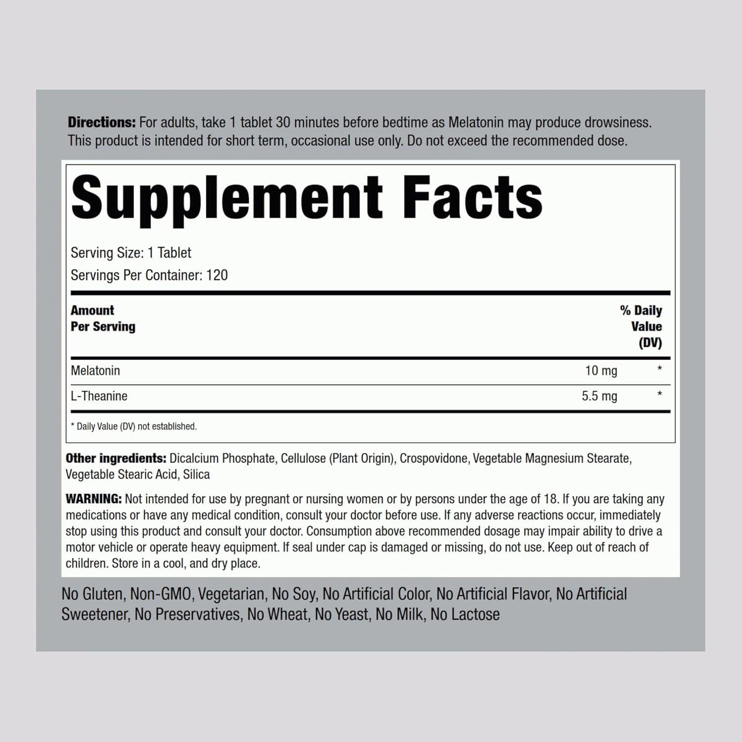 Piping Rock Melatonin 10Mg | 120 Tablets | with L-Theanine | Adult Sleep Supplement | Extra Strength Formula | Vegetarian, Non-Gmo, Gluten Free