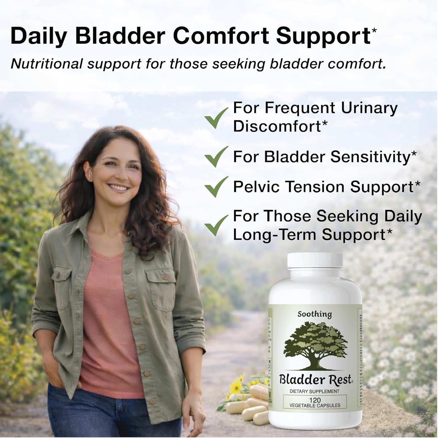 Bladder Health & Pelvic Discomfort* - Natural Lining Support* -120 Capsules - Made in the USA