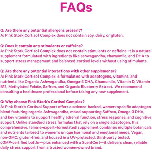 Pink Stork Cortisol Supplements for Women - Adaptogenic Adrenal Support & Stress Manager with Organic Ashwagandha, Omega 3, Saffron, Multivitamins - Mood & Hormone Balance - 60 Count