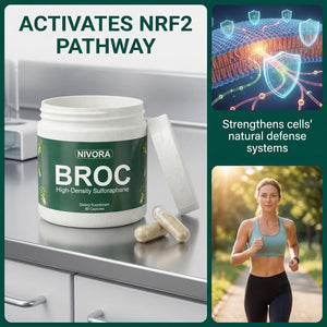 Nivora Broc High-Density Sulforaphane Supplement from Broccoli Sprouts – Immunity Support | Plant-Based Antioxidant Supplement | Supports Cellular Wellness & Overall Vitality