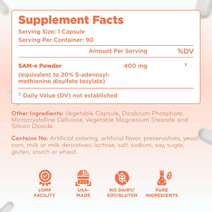 Clear Formulas Bioactive Sam-E 400Mg - High Strength Sam-E Supplement with Biologically Active S,S Form for Liver and Mood Support - Vegan Non-Gmo Preservative Free - Made in the US (90 Servings)
