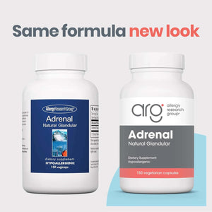 Allergy Research Group ARG Adrenal Cortex - Supports Healthy Stress Response & Metabolism - Delivers 150 Mg Freeze-Dried Bovine Adrenal Cortex Tissue - 100 Servings - 150 Capsules