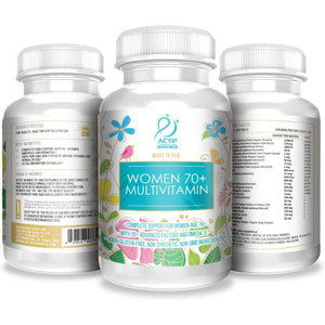 ACTIF Organic Multivitamin for Women Age 70+ with 20+ Advanced Factors and Omega-3, Non-Gmo, Made in USA, 90 Count