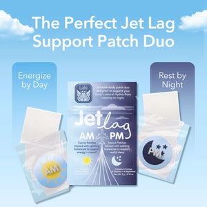 Laki Naturals Jet Lag AM & PM Travel Patches (1 Count, Pack of 8) – Natural Day & Night Support for Travelers – Energy, Focus & Restful Sleep – with B12, Valerian, Lavender & More