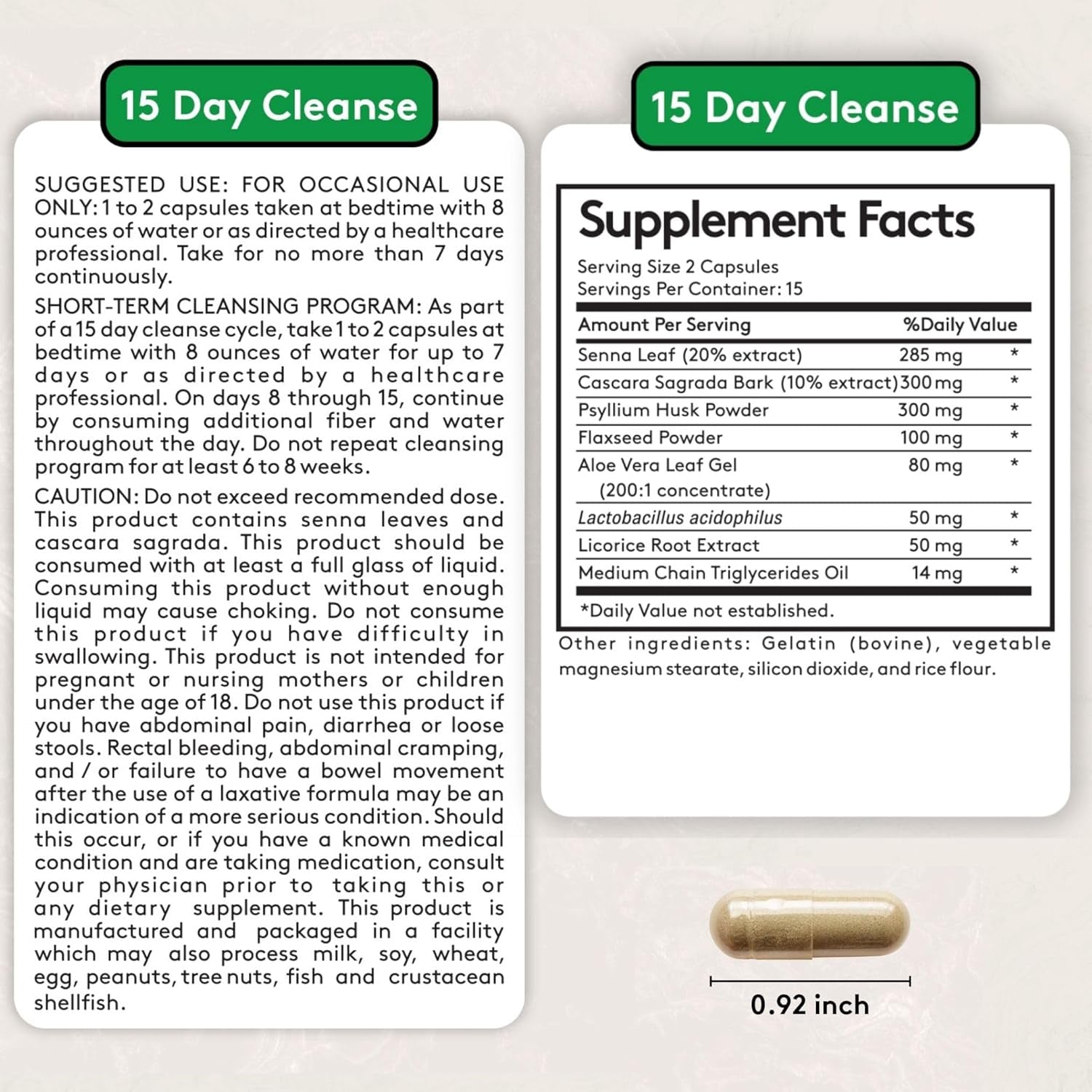 Youth & Tonic 15 Day Cleanse – Colon & Gut Cleanse Detox Reset for Plateaus, Belly Bloating & Regularity, Digestive Health – for Women & Men, 30 Pills