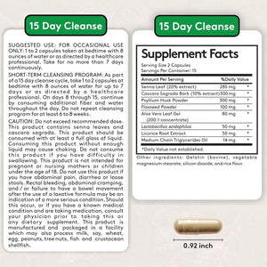 Youth & Tonic 15 Day Cleanse – Colon & Gut Cleanse Detox Reset for Plateaus, Belly Bloating & Regularity, Digestive Health – for Women & Men, 30 Pills