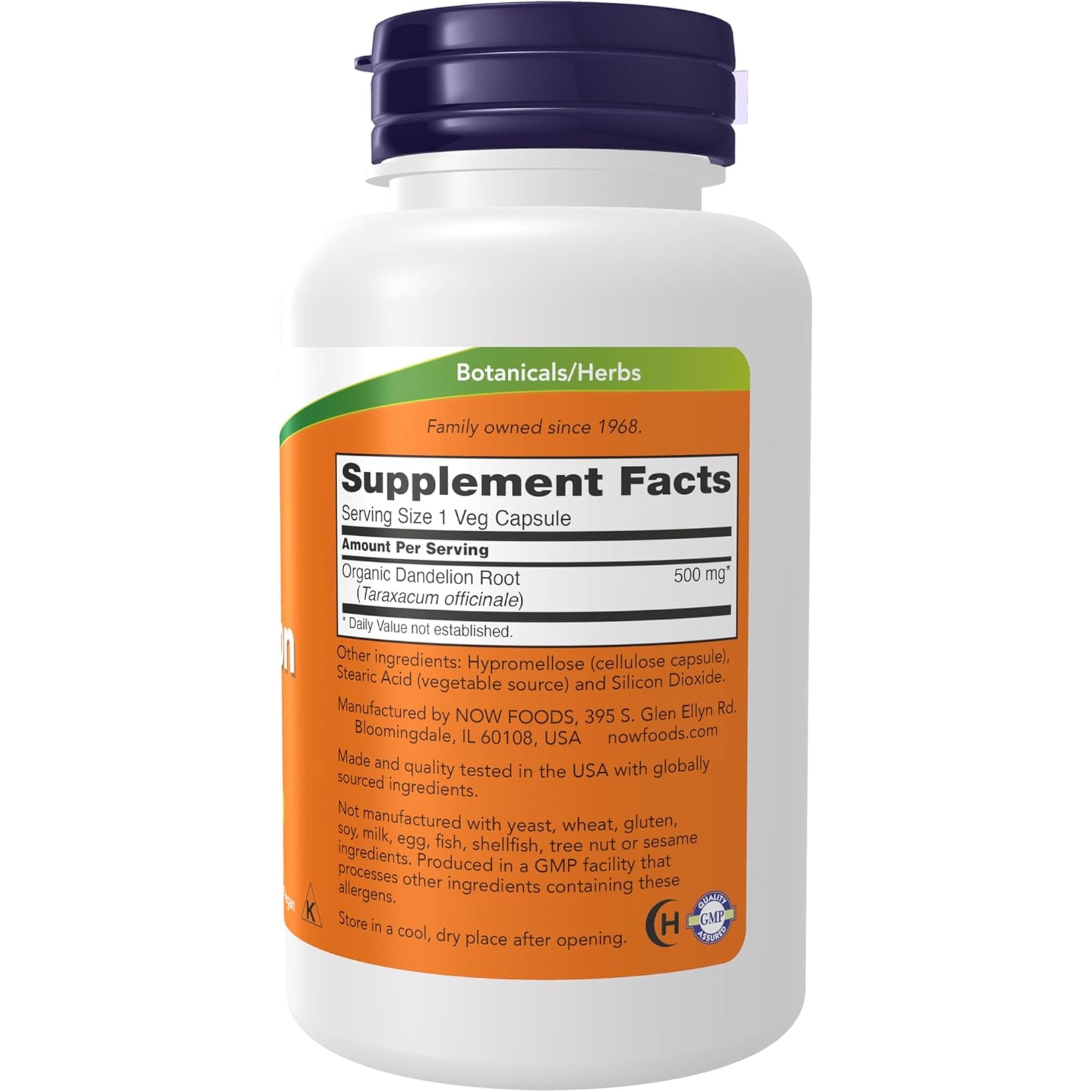 NOW Foods Supplements, Dandelion Root (Taraxacum Officinale) 500 Mg, Herbal Supplement, for Dietary, 100 Veg Capsules