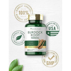 Carlyle Burdock Root | 200 Capsules | Non-Gmo and Gluten Free Formula | Traditional Herb Supplement | Arctium Lappa Extract