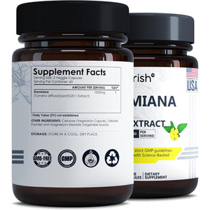 Damiana Capsules 1000Mg 120 Count Damiana Leaf Extract 20:1 Herbal Supplement Plant Based Botanical Capsules Vegan Non GMO Dietary Supplement