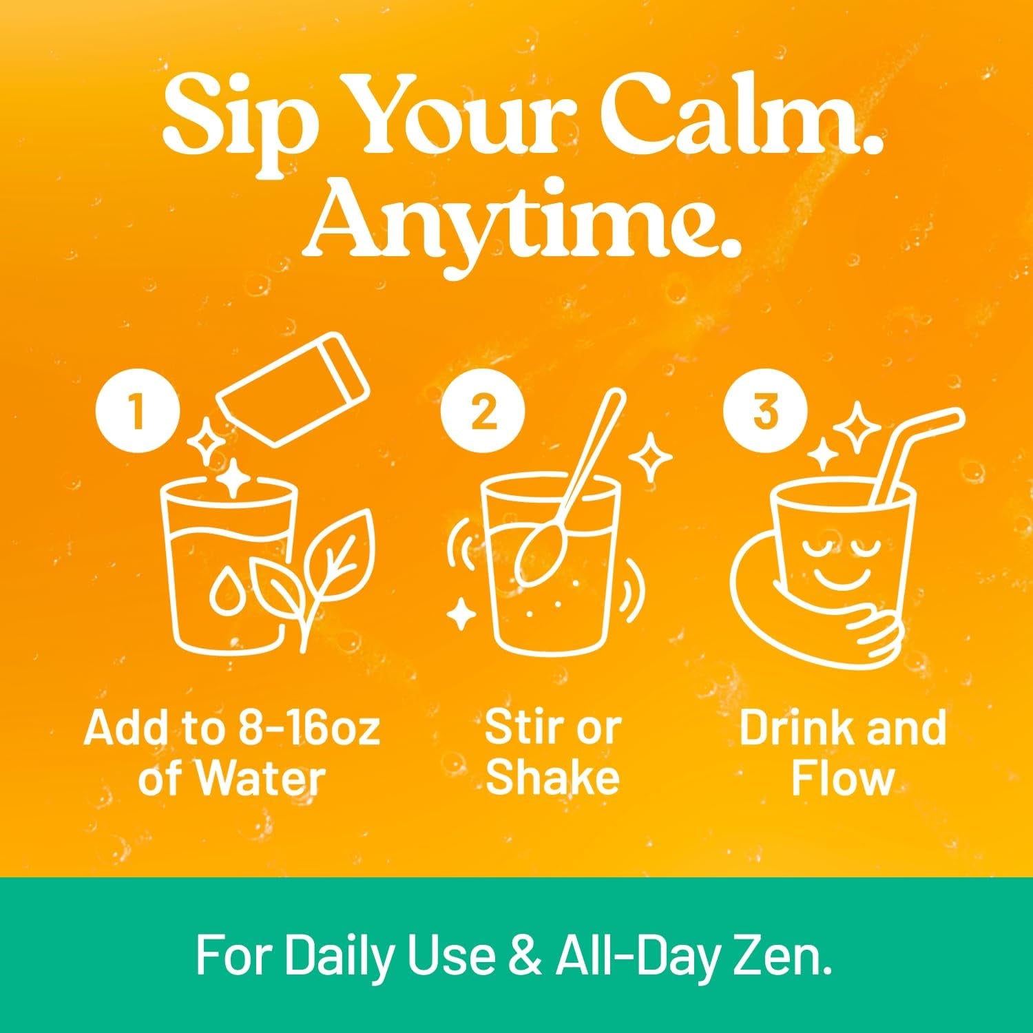 Third Nature Calm Powdered Drink Mix for Stress Support, Relaxation, Healthy Cortisol & Focus - No Sugar, Non-Gmo On-The-Go Calming Drink with Magnesium Glycinate, GABA, Peach Mango, 14 Stick Packs