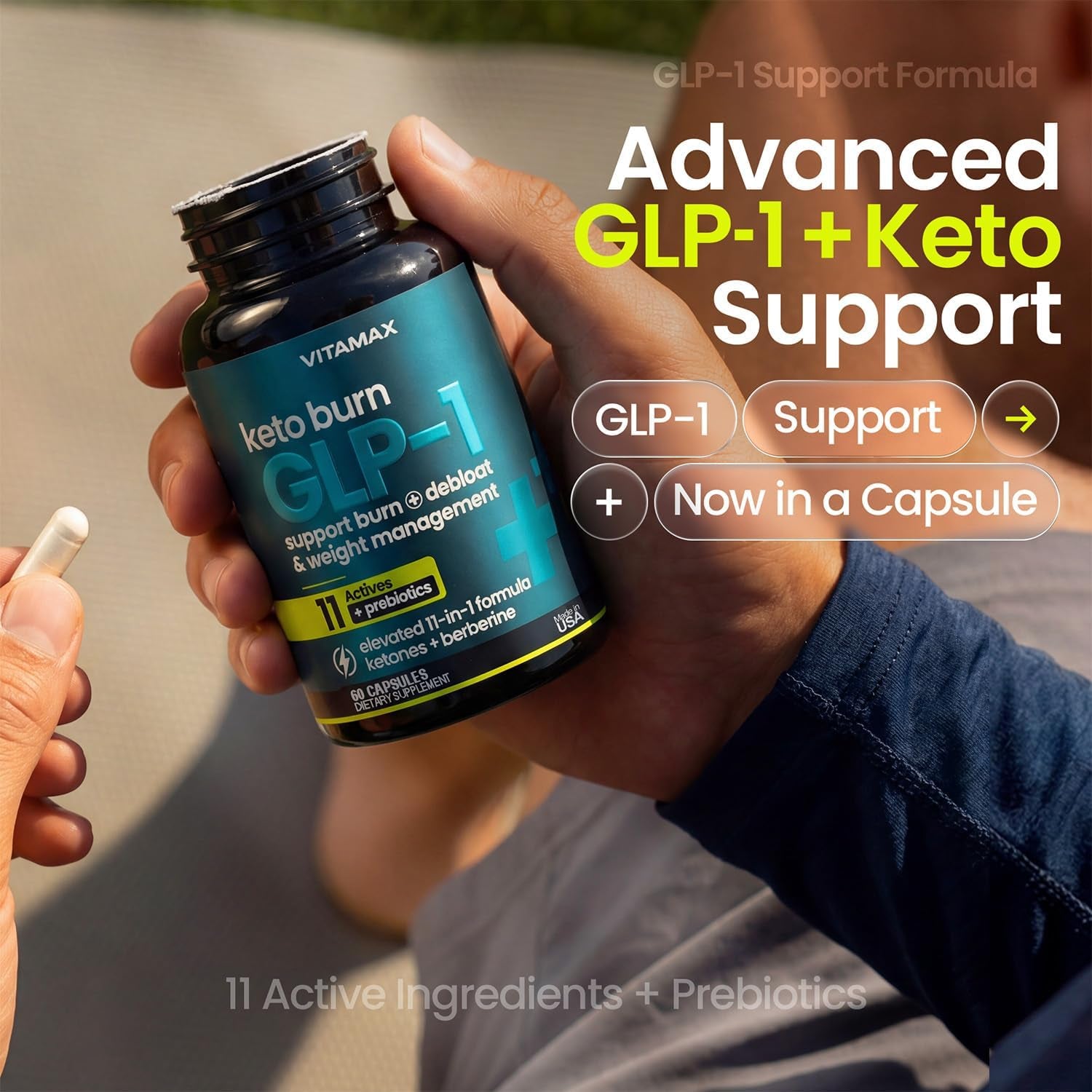 Vitamax GLP-1 Support Supplement for Weight Loss & Fat Burner for Men & Women – Ketone Metabolism Support with BHB Ketones, ACV, Berberine, Polyphenols & Prebiotics for Appetite, Digestion & Cravings