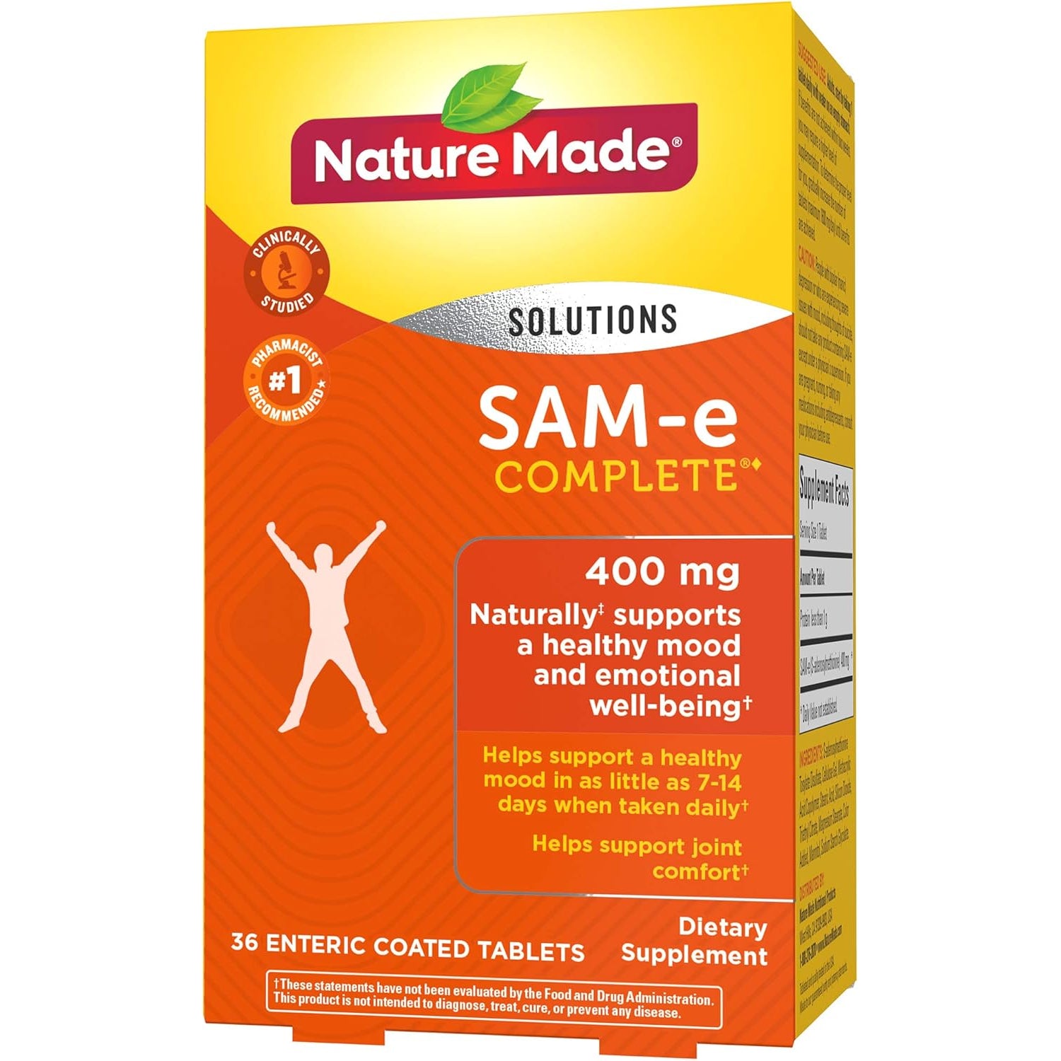 Sam-E Complete 400 Mg Tablets, 36 Count Value Size, Supports a Healthy Mood & Joint Comfort