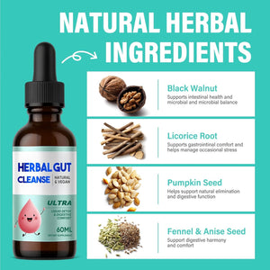 Kids Herbal Gut Cleanse Drops, Parasite Cleanse for Humans Liquid with Wormwood, Black Walnut & Probiotics, Supports Digestive & Overall Gut Health for Children (2 Oz)