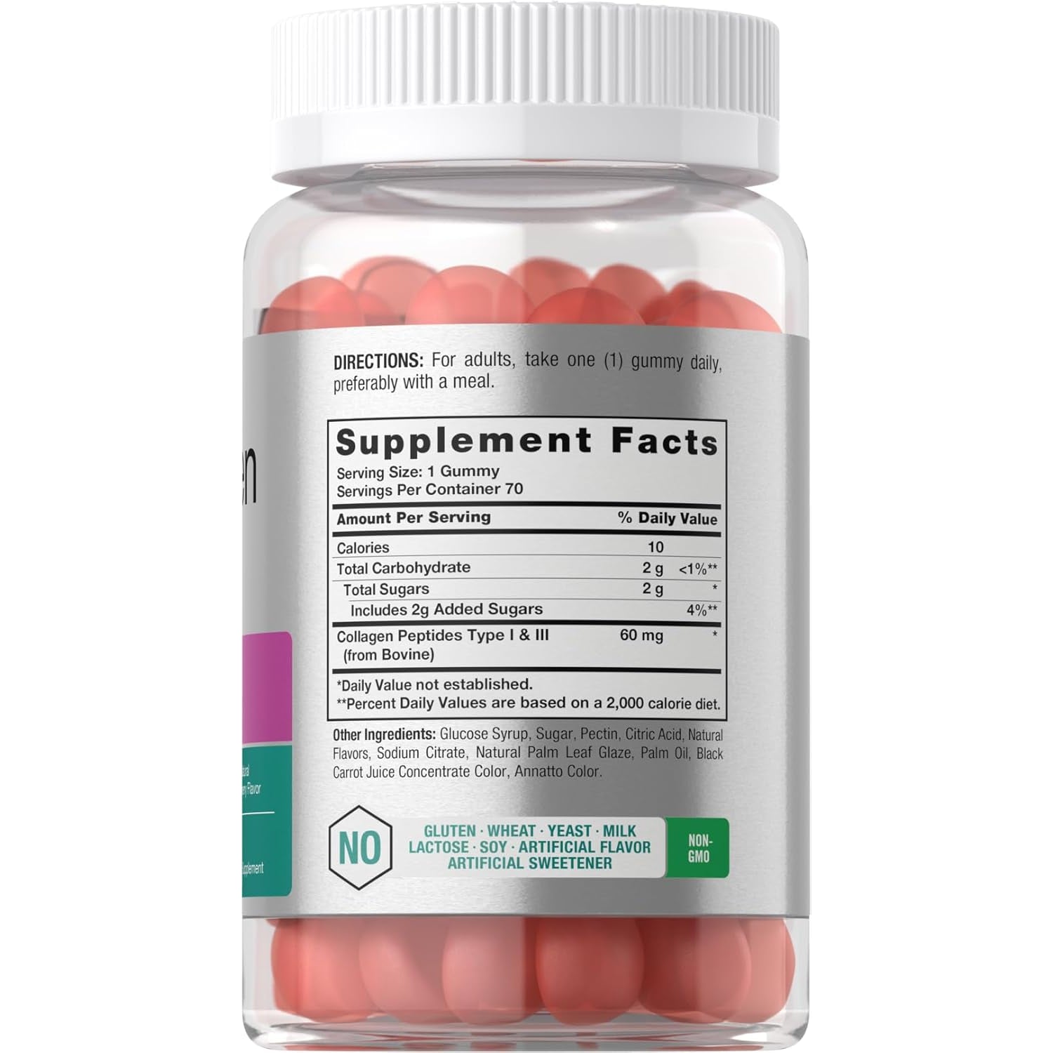Horbäach Collagen Gummies | 70 Count | Strawberry Flavored Gummy | for Women and Men | Collagen Peptides Type 1 and 3 | Non-Gmo, Gluten Free Supplement