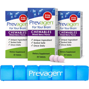 Prevagen Regular Strength Mixed Berry Chewables - 90 Tablets (3 Month Supply) | Formulated for Your Brain | 10Mg of Apoaequorin plus Vitamin D3 with 7-Day Pill Minder