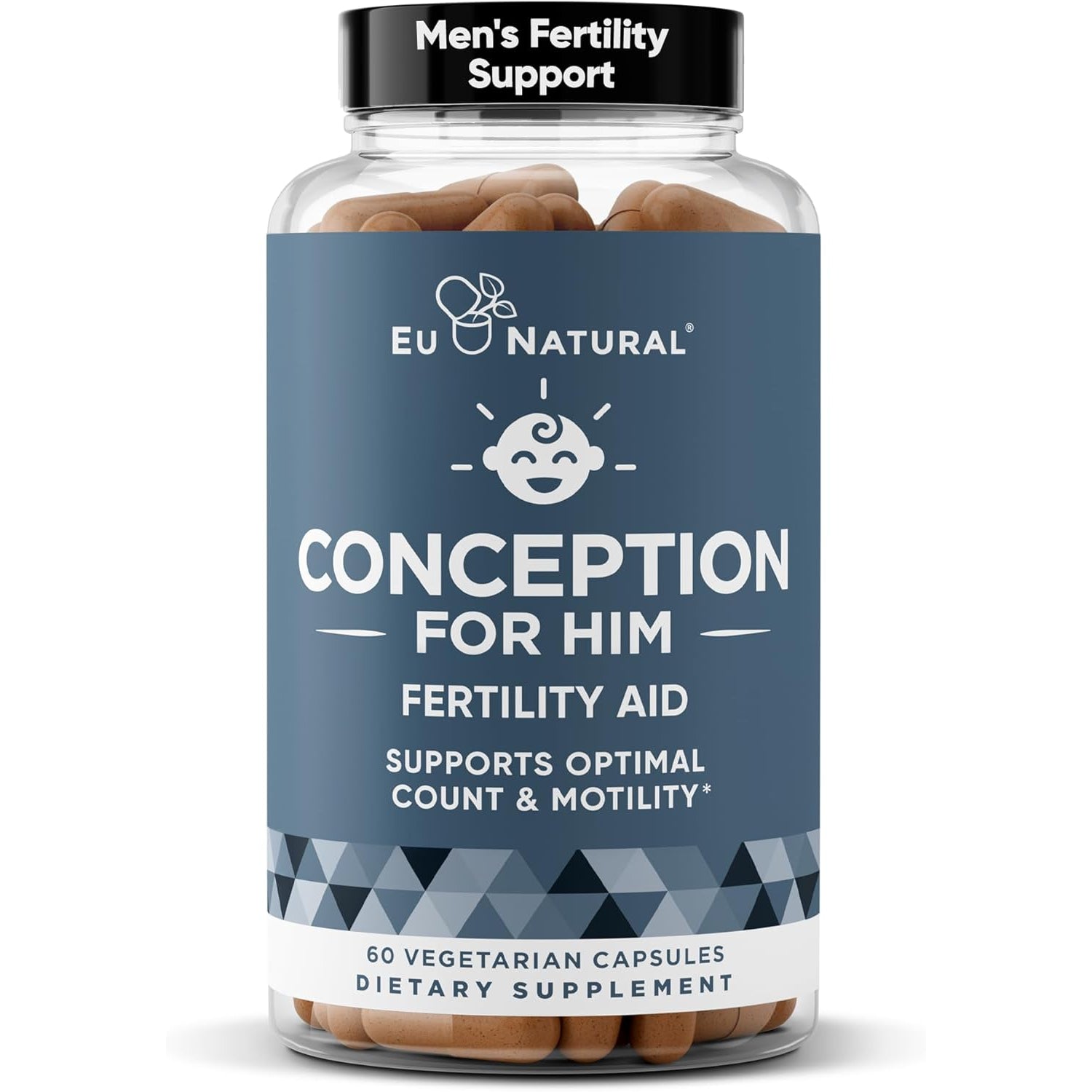 Eu Natural Conception for Him - Male Fertility Supplements with Ashwagandha, Folate & Zinc - Sperm Count, Motility & Strength Support - Fertility Support for Men, 60 Vegetarian Capsules