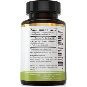 Florida Herbal Pharmacy, Kiwi Fruit Extract Supplement Capsules 10:1 (120 Capsules) Two Months Supply