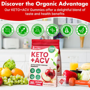 Apple Cider Vinegar Gummies, Advanced ACV Gummy with Probiotics, BHB, B12 and Keto Support - Keto Acv Gummies for Detox, Metabolism, Digestion, Gut & Immune Health - Sugar Free, Vegan, 180 Counts
