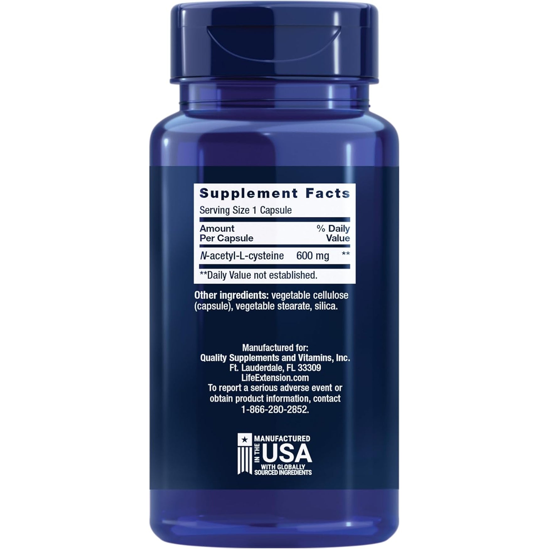 Life Extension N-Acetyl-L-Cysteine (NAC), Immune, Respiratory, Liver Health, NAC 600 Mg, Potent Antioxidant Support, Free-Radicals, Easy to Absorb, 60 Capsules