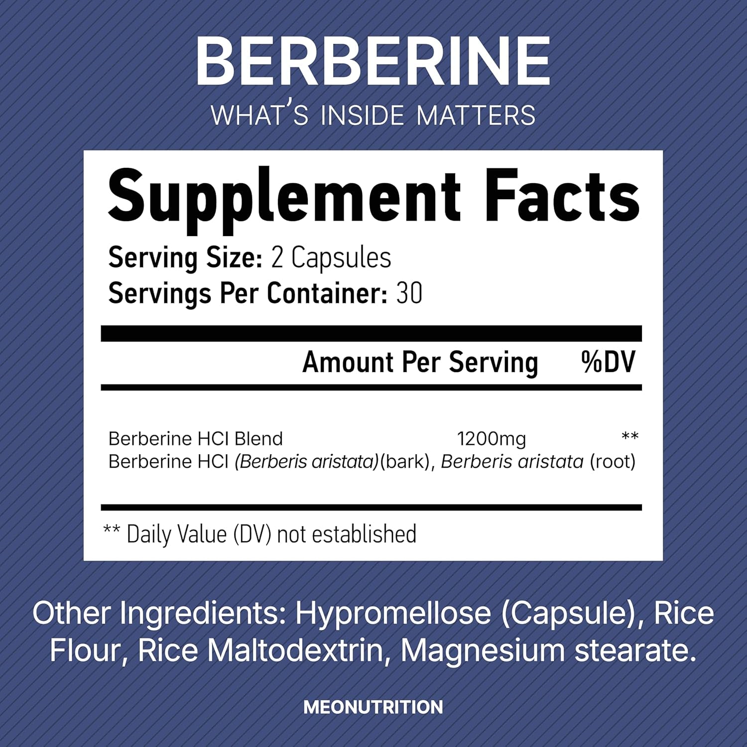 Berberine Supplement 1200Mg HCI - 60 Capsules, 3Rd Party Lab Tested, Non-Gmo, GMP Certified - Supports Metabolic Health & Overall Wellness
