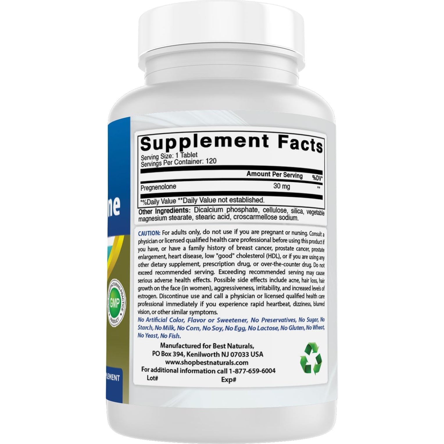 Best Naturals Pregnenolone 30 Mg Tablets, 120 Count