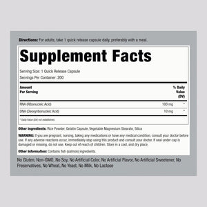 Piping Rock RNA DNA Supplement | 200 Capsules | Ribonucleic Acid & Deoxyribonucleic Acid Complex | Non-Gmo, Gluten Free