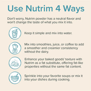 Nutrim Oat Bran Powder with 750Mg Beta Glucan per Serving - Easy-Mix Soluble Fiber for Cholesterol Management & Immune Support - Heart Healthy, Non-Gmo & Vegan Oatmeal Powder