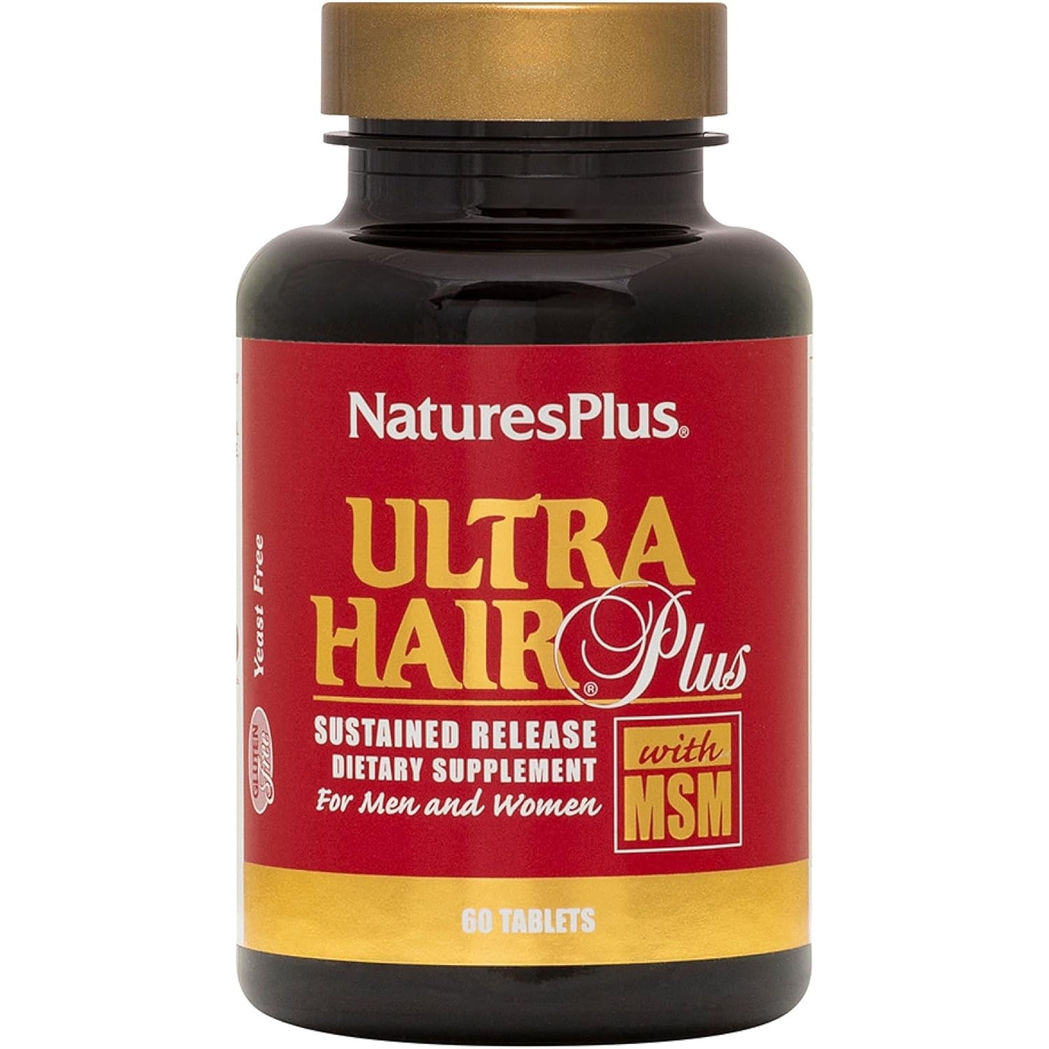 Naturesplus Ultra Hair plus - 60 Sustained Release Tablets - Nutritional Support for Healthy Hair Structure - Gluten Free - 30 Servings