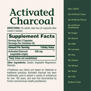 Nature'S Bounty Activated Charcoal 260 Mg, 100 Capsules, Dietary Supplement to Support a Healthy Lifestyle