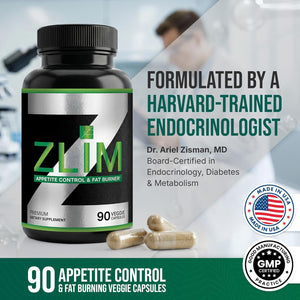 Dr. Zisman ZLIM Fiber Capsules – Fiber Supplement for Digestive & Gut Health Support – Apple Pectin, Gymnema Sylvestre & Ashwagandha – Plant-Based Dietary Supplement – 90 Veggie Capsules