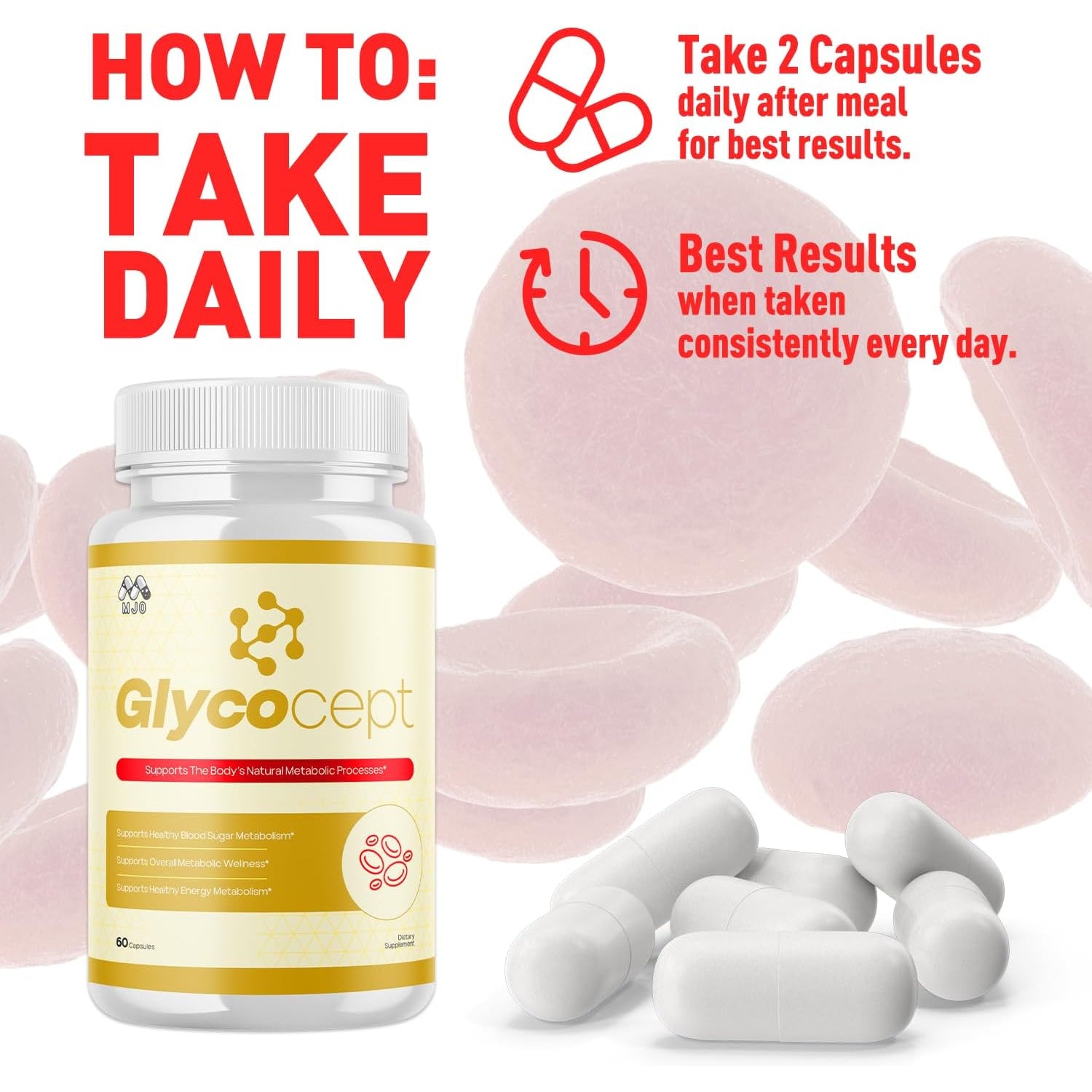 Glycocept Capsules, Official Glycocept Pills with All Natural Ingredients, Advanced Glycocept Capsules Health and Wellness Vitamin Supplement for Maximum Strength Multivitamin Supports (60 Capsules)