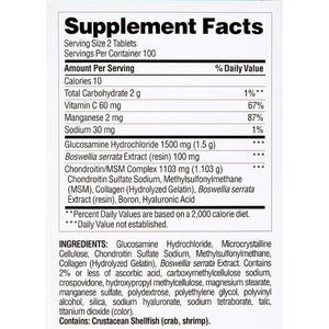 Berkley Jensen Triple Strength Glucosamine Chondroitin MSM Boswellia Complex 2703 Mg, Joint Support Supplement for Women & Men, NSF Certified, 200 Tablets (Pack of 1)