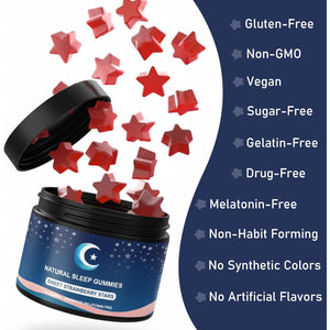 ZAYMAN Melatonin Free Sleep Gummies, Natural Sleep Aid Gummies with L-Theanine, Magnesium Glycinate, Valerian Root, Passionflower - Sugar Free, Strawberry Flavor, Vegan, 60 Count