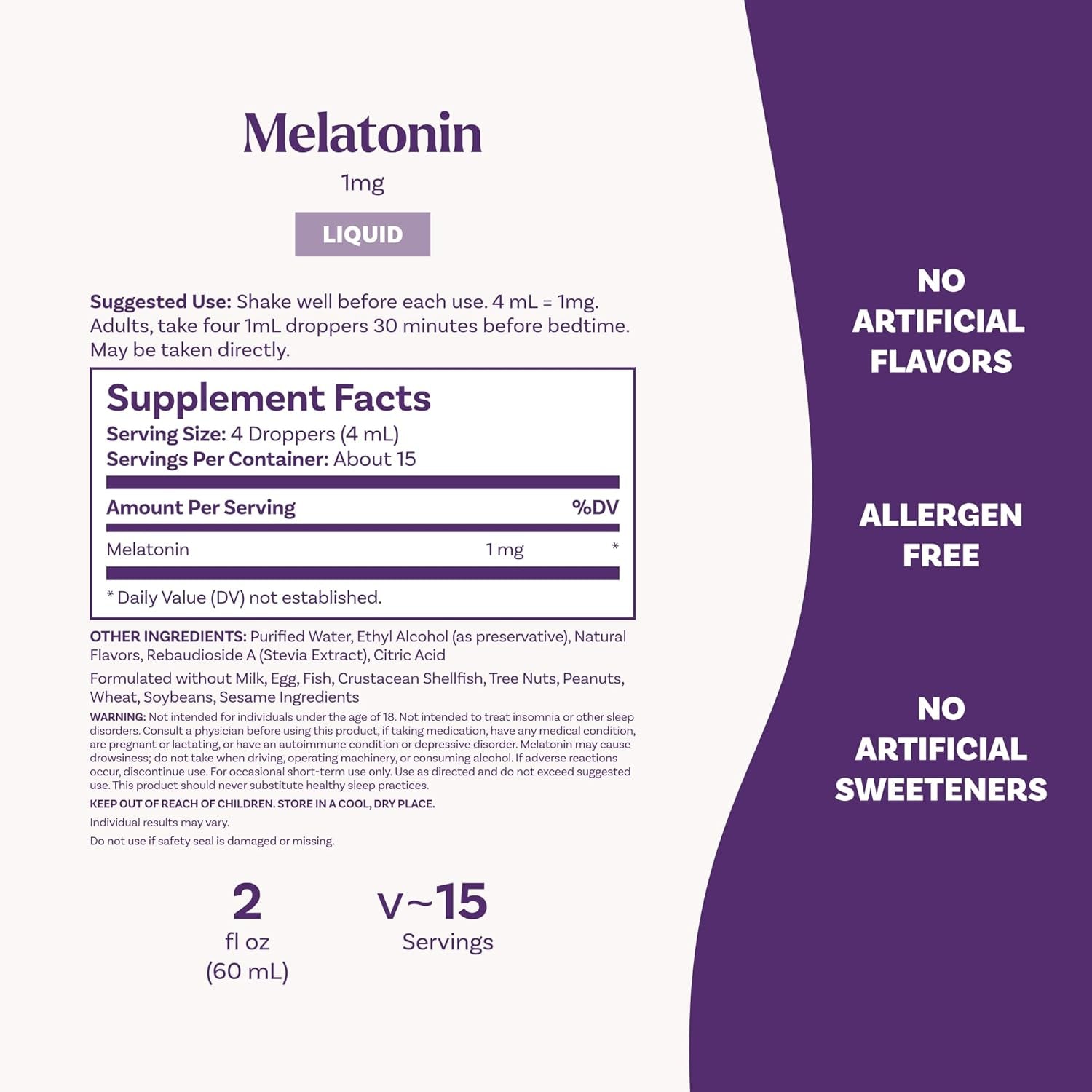 Natrol Liquid Melatonin 1 Mg, Adult Melatonin Supplement to Fall Asleep Faster and Stay Asleep Longer, Wake up Refreshed, 2 FL OZ Berry-Flavored Liquid, 15 Servings