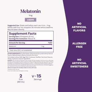 Natrol Liquid Melatonin 1 Mg, Adult Melatonin Supplement to Fall Asleep Faster and Stay Asleep Longer, Wake up Refreshed, 2 FL OZ Berry-Flavored Liquid, 15 Servings
