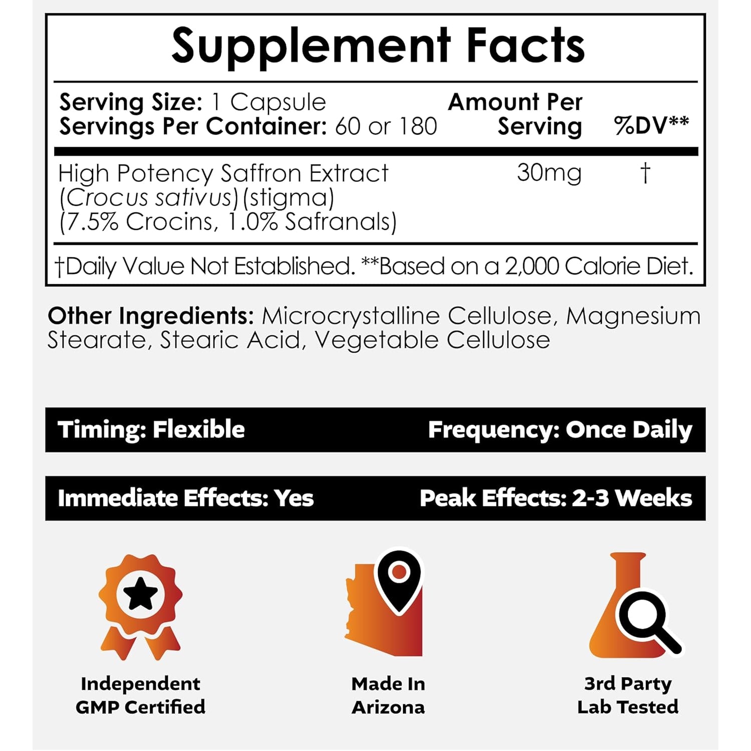 Nootropics Depot High Potency Saffron Extract Capsules | 30Mg | Minimum 7.5% Crocins and 1% Safranals | Crocus Sativus | 60 Ct