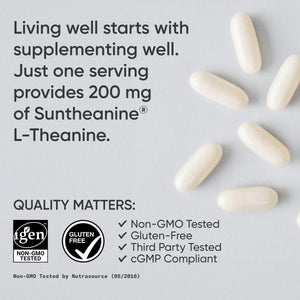Sports Research Double Strength L-Theanine Supplement - Suntheanine Softgels for Focus, Relaxation & Alertness - Non-Drowsy Support Made with Coconut Oil, Non-Gmo & Gluten Free - 200Mg, 60 Count