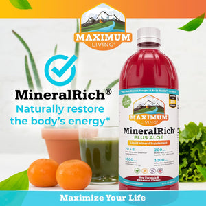 Maximum Living Mineralrich Minerals Supplement with Aloe - Liquid Blend of Vitamins and Trace Minerals - 32 Oz