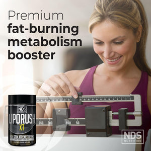 LIPORUSH NDS Nutrition XT - Super Concentrated Thermogenic with L-Carnitine & Teacrine for Shredding Fat - Supports Maximum Energy, Focus, Calorie Burning, Diuretic, Appetite Control (60 Capsules)