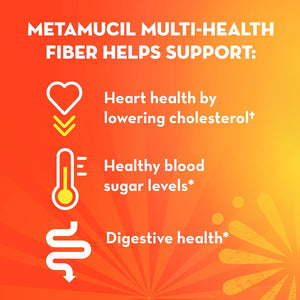 Metamucil Daily Fiber + Collagen, Psyllium Husk Powder, Plant Based Fiber Supplement, Sugar-Free with Stevia, 3-In-1 Fiber Supplement for Digestive Health, Orange Flavored, 90 Doses