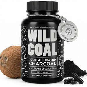 Wild Foods Activated Charcoal Capsules | 100% Organic Coconut Shells Active Tablets | Lab Tested & Non-Gmo Pills | Made in USA (120 Capsules)