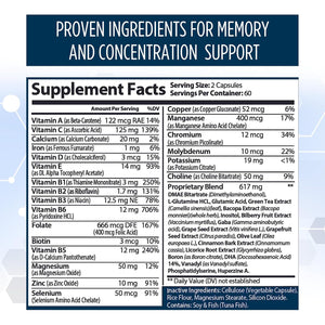 Neuro plus Brain & Focus Formula - Nootropic Brain Booster Supplement, Supports Brain Health, Mental Clarity & Focus - Enhances Concentration & Mental Energy – 120 Capsules (1)