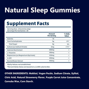 ZAYMAN Melatonin Free Sleep Gummies, Natural Sleep Aid Gummies with L-Theanine, Magnesium Glycinate, Valerian Root, Passionflower - Sugar Free, Strawberry Flavor, Vegan, 60 Count