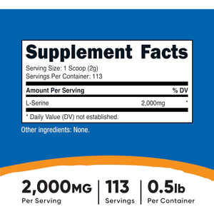 Nutricost L-Serine Powder, 113 Servings (.5LB) - 2,000 MG per Serving - Non-Gmo, Gluten Free